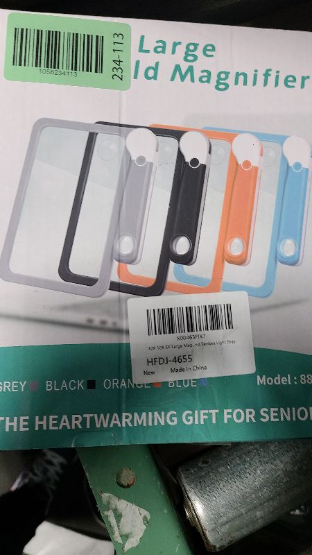 Photo 1 of 30X 10X 5X Large Magnifying Glass with Light, Rechargeable Foldable Full Book Page Magnifier, 48 LED Small Print Magnifier Sheet Lightweight for Low Visual Person and Seniors Light Gray