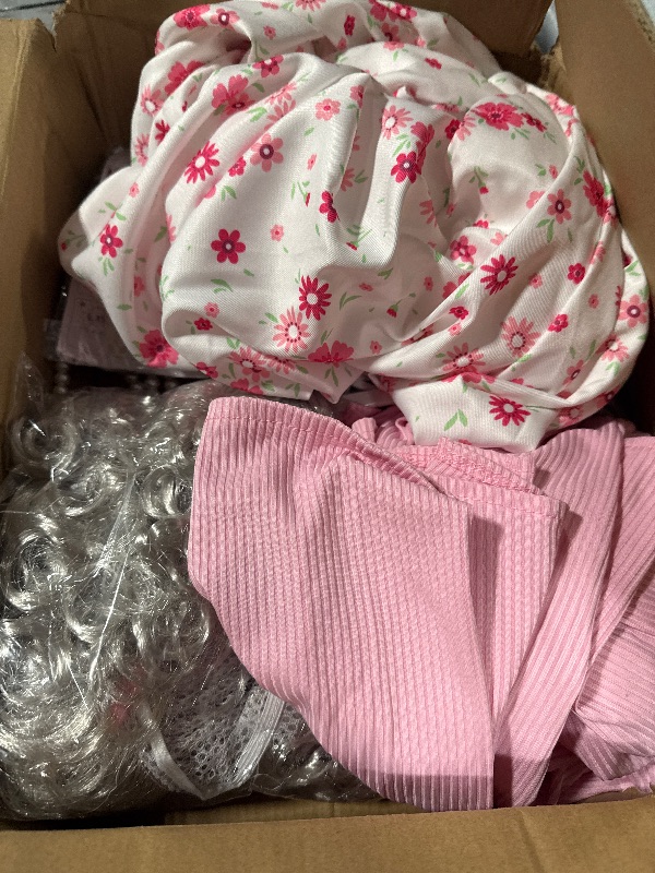 Photo 1 of ** SIMILAR IMAGE UNKNOWN BRAND OR SIZE**EBYTOP Old Lady Costume for Kids Halloween 100th Day of School Girls Dress up Granny Wig Grandma 100 Days Glasses Cane,1-PK 4-6 Years