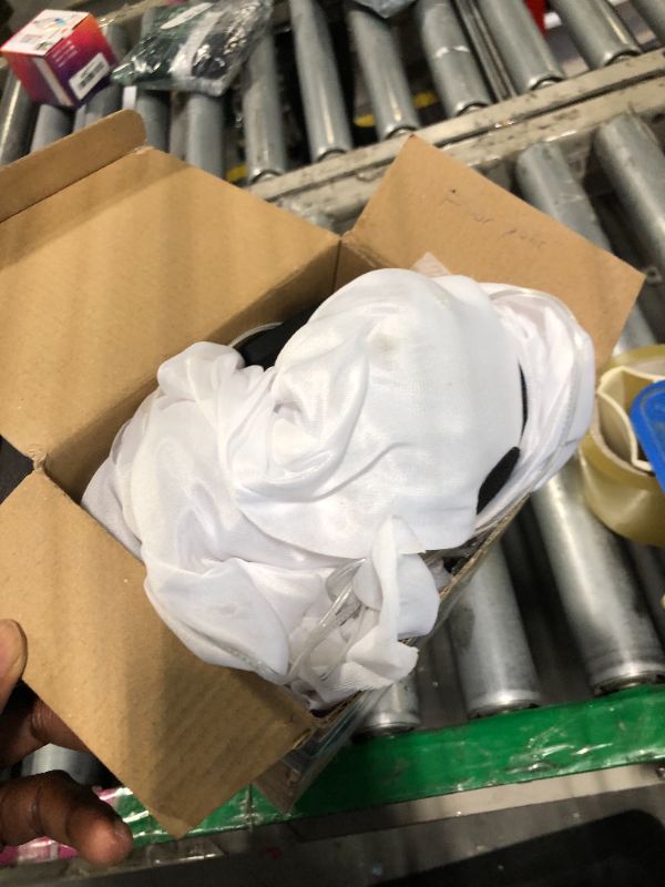 Photo 1 of ***STAINED***JOYIN Halloween Outdoor Decorations White Ghost Garden Stakes with Light Up Design (3 Packs), Cloth Ghost for Halloween Lights, Graveyard Yard Lawn Decorations