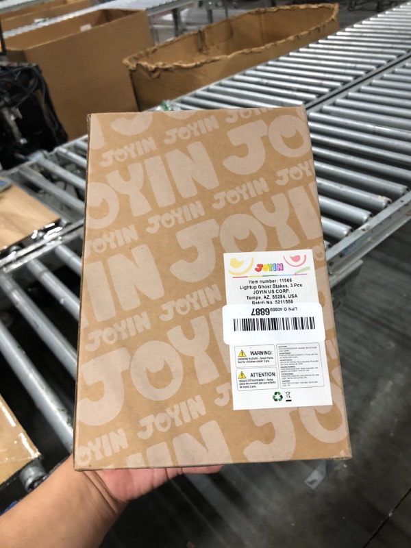 Photo 1 of ***STAINED***JOYIN Halloween Outdoor Decorations White Ghost Garden Stakes with Light Up Design (3 Packs), Cloth Ghost for Halloween Lights, Graveyard Yard Lawn Decorations