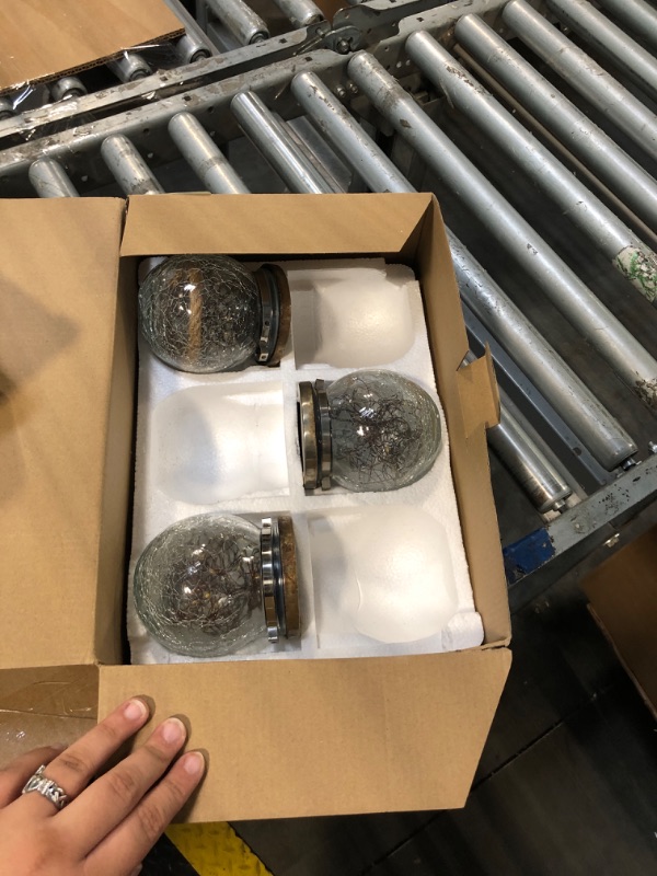 Photo 1 of ***OBNLY 3&****kolpop 6 Pack Solar Lantern Outdoor Lights, Multi-Coloured Solars Lanterns with 30 LED, Crackle Glass Ball Waterproof Hanging Solar Lights for Garden Decor Patio Fence Yard Christmas Tree Decoration