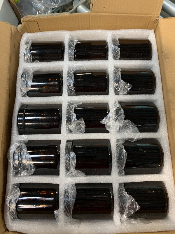 Photo 1 of ****SIMILAR****
15 Pack 8oz Amber Glass Jars with Black Lids - For Candle Making, Food Storage, Canning, Spices, Liquids - Leakproof & Dishwasher Safe