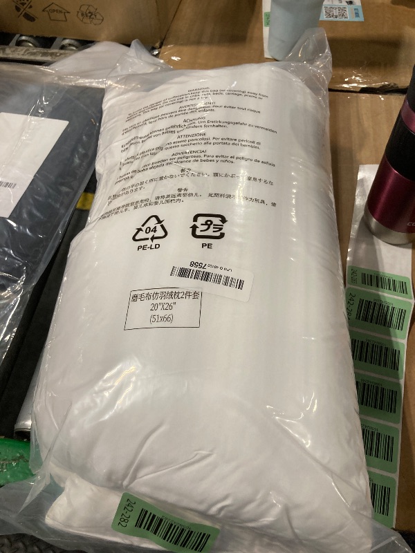 Photo 1 of ***ONLY 1*** Amazon Basics Down Alternative Bed Pillows and Pillow Protector Case 2-Piece Set, Medium Density, Standard - Pack of 2, White, 26"L x 20"W