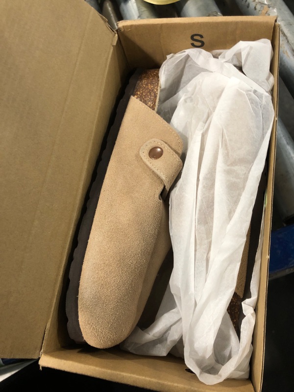 Photo 1 of ***CORRECT ITEM****KIDMI Genuine Suede Clogs for Women Cork Footbed Sandals Leather Mules Potato Shoes with Arch Support Taupe 39 (Size 7.5-8)