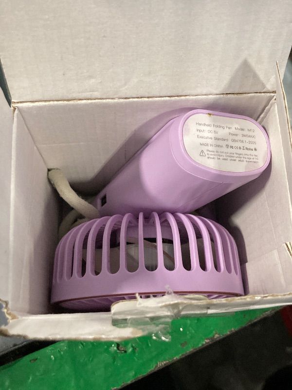 Photo 1 of **MISSING CHARGER** TUNISE Portable Handheld Fan, 4000mAh, 180 Adjustable, 6 Speed Wind, USB Rechargeable Foldable Fan with Real-Time Display