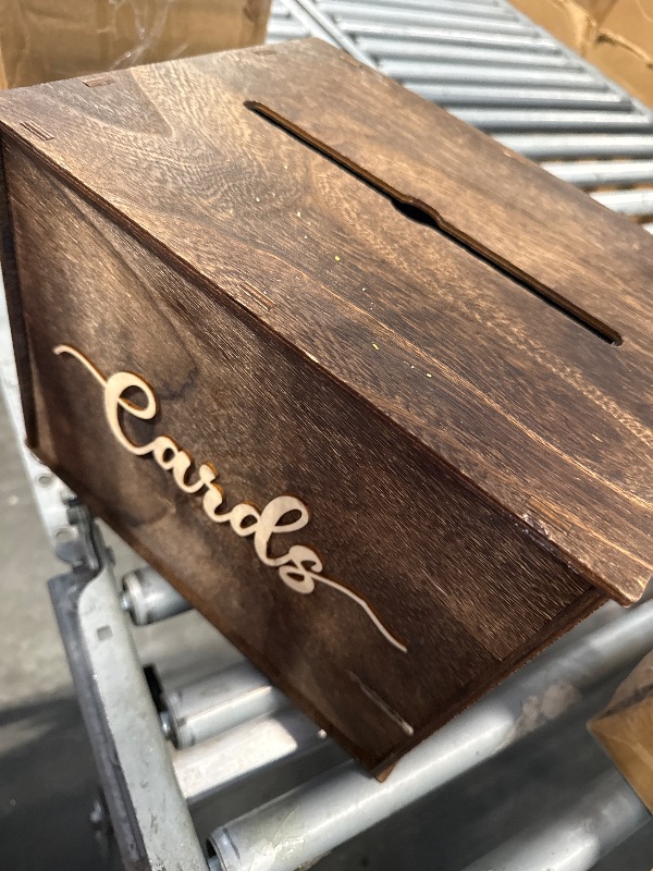 Photo 1 of *****MINOR DAMAGE****Cregugua Large Card Box 12"x 9"x 9" Rustic Wooden Card box Gifts Card Box for Wedding Birthday Baby Shower Graduation Party