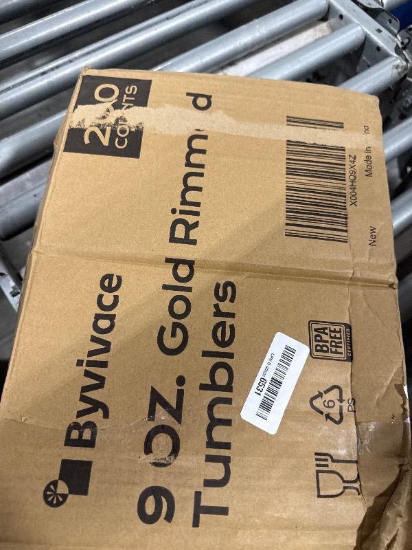 Photo 1 of [200 Pack] 9oz Clear Plastic Cups with Gold Rimmed Sturdy & Food Safe Disposable Wine Glasses Party Wedding Cups Disposable Drinking Cups Plastic Cocktail Glasses for Wine, Juice & Cold Beverages