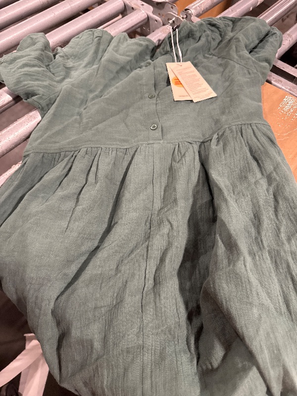 Photo 1 of *** SIMILAR IMAGE UNKNOWN SIZE **Dokotoo Women's Casual Dress Short Sleeve Spring Summer Dresses for Women 2025 V Neck A Line Elegant Casual Solid Color Flowy Babydoll Mini Dress for Wedding Guest or Graduation Lake Blue Dresses M