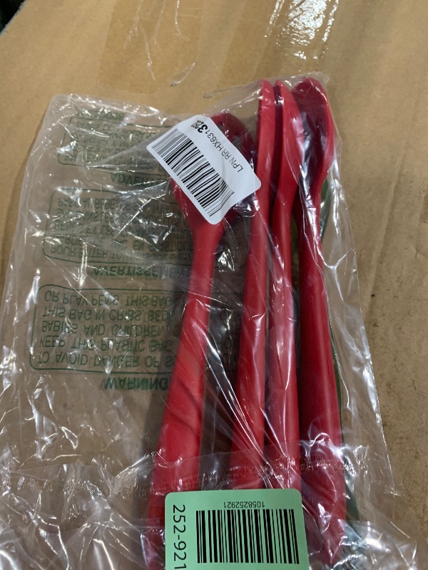 Photo 1 of *damage to 1 spoon in comments* Boao 4 Pcs Silicone Cooking Utensils Set 10.6 Inch Large Silicone Serving Nonstick Spoons Heat Resistant Mixing Slotted Spoons for Kitchen Cooking Bake Stir, Dishwasher Safe(Red)