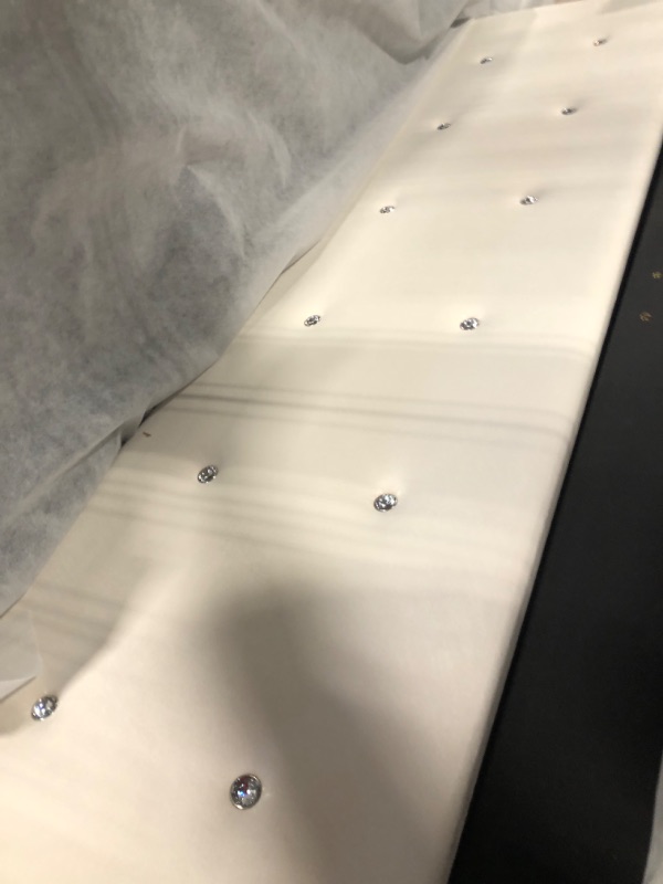 Photo 1 of *** MISSING PART **** GarveeHome Queen Bed Frame with Storage Headboard& Charging Station, Velvet Upholstered Queen Platform Bed Frame with 4 Drawers&Wooden Slat Support, Noise Free Design, Easy to Assemble, Beige