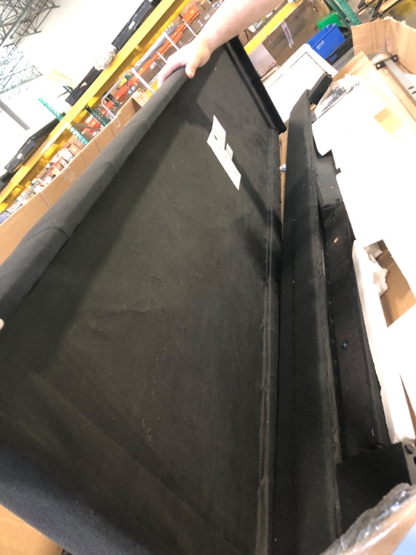 Photo 1 of  *** VERY USED/ MISSING PARTS  / SIMILAR *** Einhomn King Upholstered Bed Frame with Headboard, Button Tufted Linen Bed Base, Platform Bed with Heavy Duty Wood Slat Support, Noise Free, Easy Assembly, No Box Spring Needed, Black
