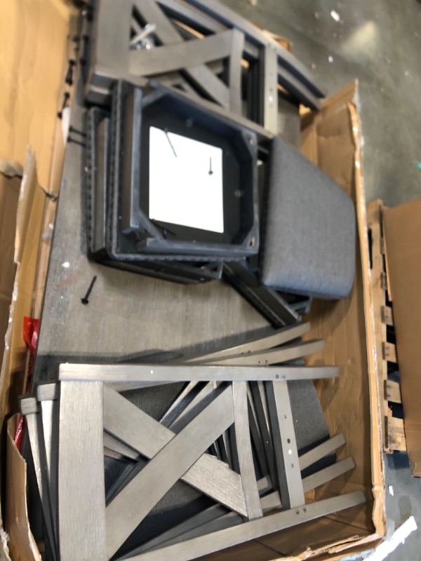 Photo 1 of ** USED / LOOSE SCREWS/ MISSING PARTS***
Signature Design by Ashley Caitbrook Rustic 7 Piece Dining Set, Include Table and 6 Chairs, Gray