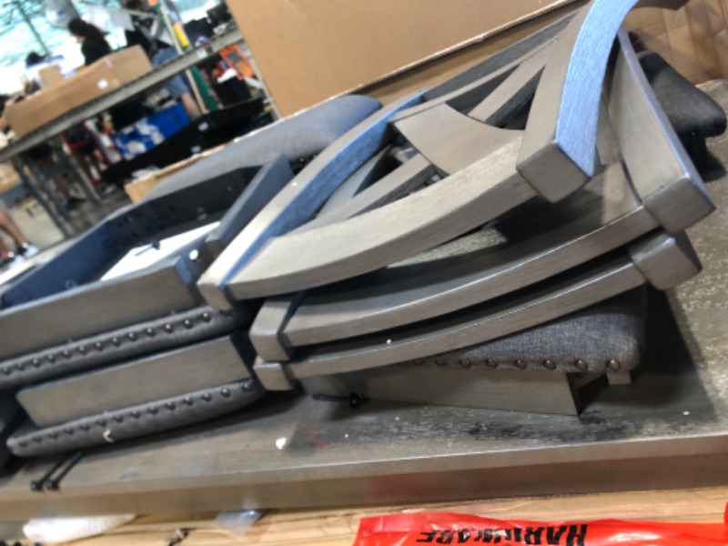 Photo 1 of ** USED / LOOSE SCREWS/ MISSING PARTS***
Signature Design by Ashley Caitbrook Rustic 7 Piece Dining Set, Include Table and 6 Chairs, Gray