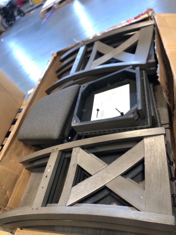 Photo 1 of ** USED / LOOSE SCREWS/ MISSING PARTS***
Signature Design by Ashley Caitbrook Rustic 7 Piece Dining Set, Include Table and 6 Chairs, Gray