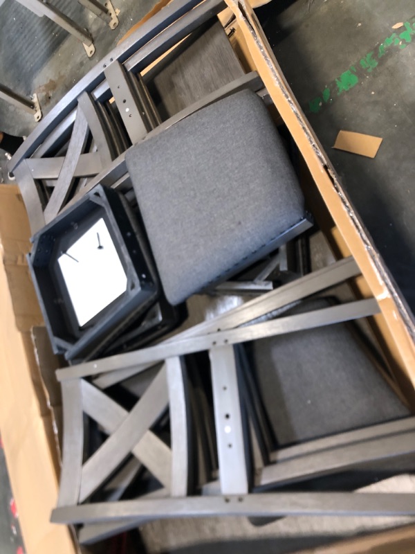 Photo 1 of ** USED / LOOSE SCREWS/ MISSING PARTS***
Signature Design by Ashley Caitbrook Rustic 7 Piece Dining Set, Include Table and 6 Chairs, Gray