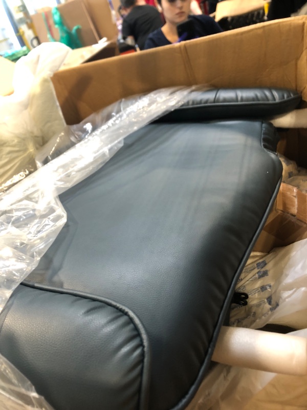 Photo 1 of  ** VERY USED ***  HOMCOM Faux Leather Manual Recliner, Adjustable Swivel Lounge Chair with Footrest, Armrest and Wrapped Wood Base for Living Room, Blue