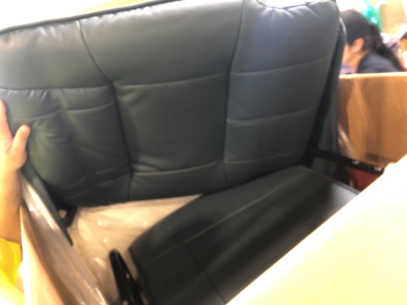 Photo 1 of  ** VERY USED ***  HOMCOM Faux Leather Manual Recliner, Adjustable Swivel Lounge Chair with Footrest, Armrest and Wrapped Wood Base for Living Room, Blue