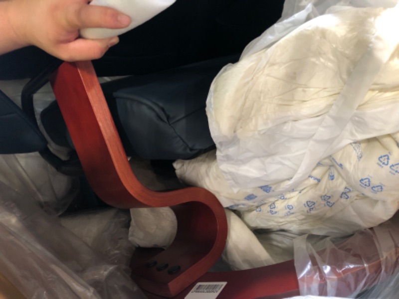 Photo 1 of  ** VERY USED ***  HOMCOM Faux Leather Manual Recliner, Adjustable Swivel Lounge Chair with Footrest, Armrest and Wrapped Wood Base for Living Room, Blue