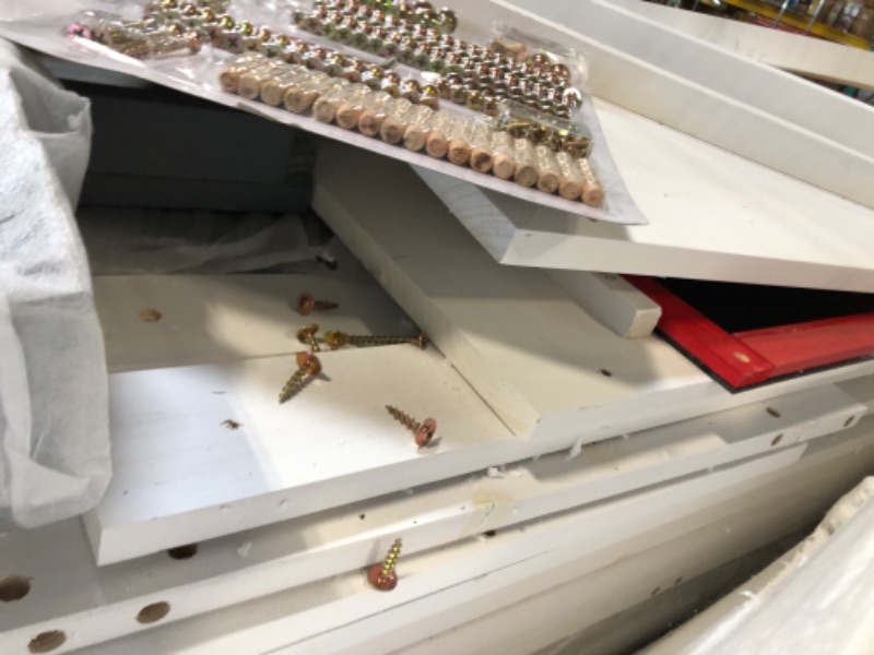 Photo 1 of  *** USED / MISSING PARTS/ small detail ** 
 KidKraft Modern Outdoor Wooden Playhouse with Picnic Table, Mailbox and Outdoor Grill, White