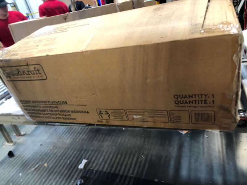 Photo 1 of  *** USED / MISSING PARTS/ small detail ** 
 KidKraft Modern Outdoor Wooden Playhouse with Picnic Table, Mailbox and Outdoor Grill, White