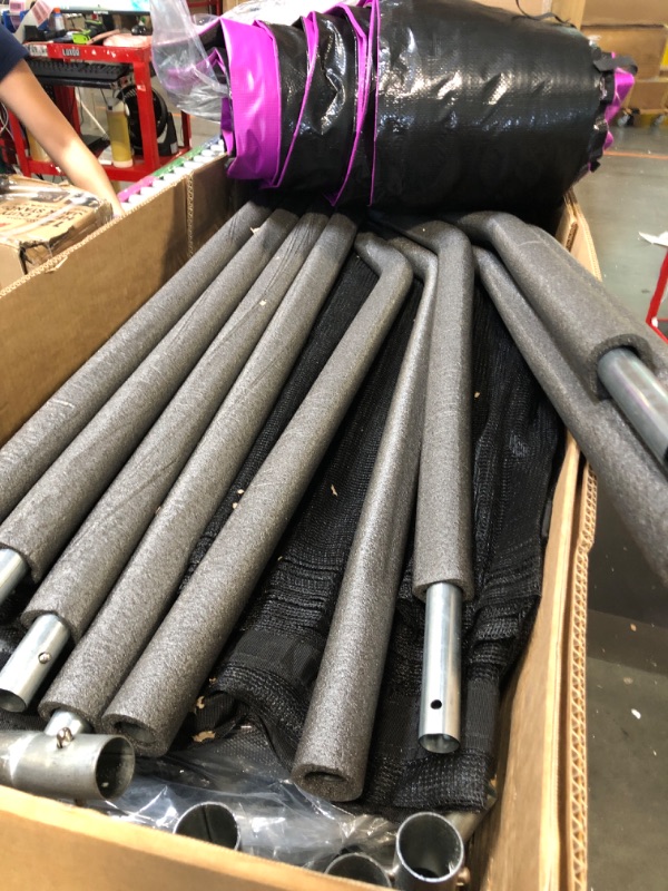 Photo 1 of ** USED / MISSING PARTS ***
8FT 10FT 12FT 14FT Outdoor Trampoline with Basketball Hoop and LED Lights, ASTM Approved Recreational Trampolines for Kids and Adults with Net and Ladder