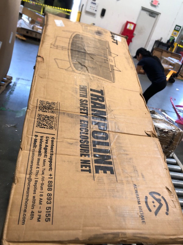 Photo 1 of ** USED / MISSING PARTS ***
8FT 10FT 12FT 14FT Outdoor Trampoline with Basketball Hoop and LED Lights, ASTM Approved Recreational Trampolines for Kids and Adults with Net and Ladder