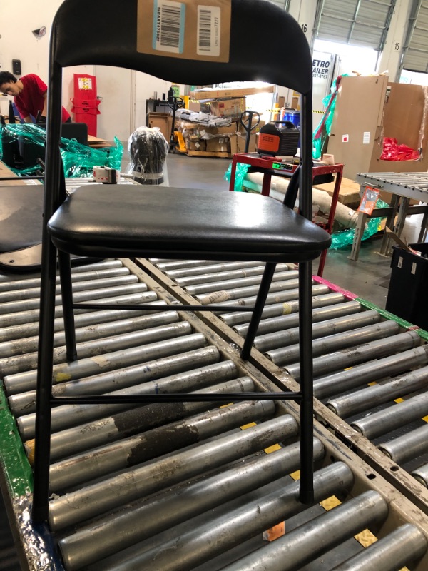 Photo 1 of ** USED ** Nazhura 3 Pack Folding Chairs with Padded Cushion and Back, Khaki Metal Chairs with Comfortable Cushion and Durable Steel Frame for Home and Office, for Indoor and Outdoor Events (Black, 3 Pack)