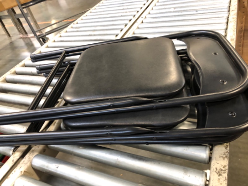 Photo 1 of ** USED ** Nazhura 3 Pack Folding Chairs with Padded Cushion and Back, Khaki Metal Chairs with Comfortable Cushion and Durable Steel Frame for Home and Office, for Indoor and Outdoor Events (Black, 3 Pack)