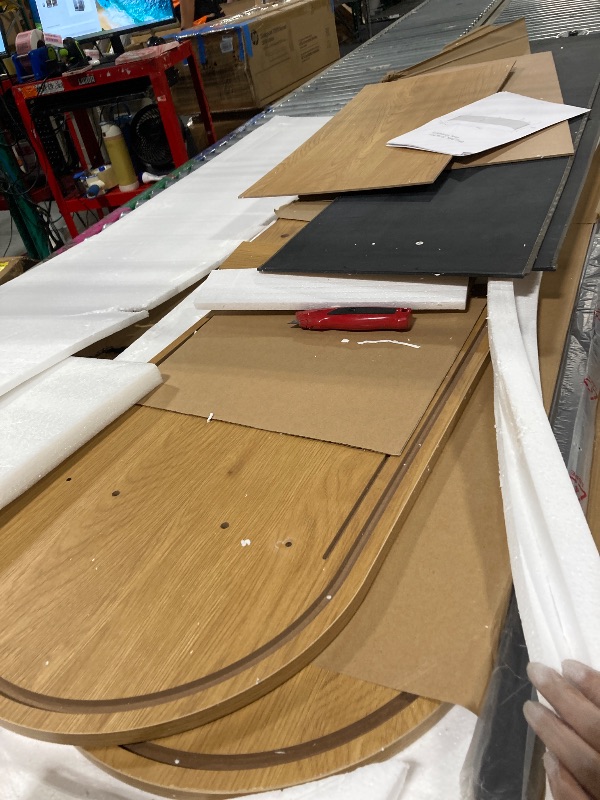 Photo 1 of ** USED / MISSING PARTS *** 70.1" TV Stand, Modern TV Console Table with Storage Compartment and Sliding Door, Gaming Entertainment Center with Cabinet for Living Room, Bedroom, Office, Oak