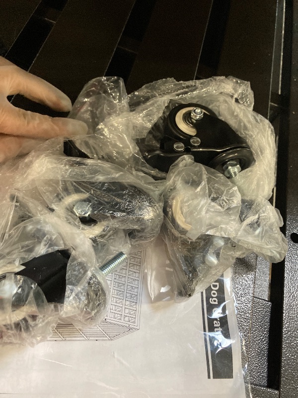 Photo 1 of ** MINOR DETAILS****47.2" Heavy-Duty Dog Crate with Roof Window & Lockable Wheels, Indoor/Outdoor Metal Pet Kennel with Dual Trays