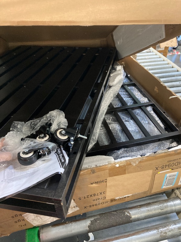 Photo 1 of ** MINOR DETAILS****47.2" Heavy-Duty Dog Crate with Roof Window & Lockable Wheels, Indoor/Outdoor Metal Pet Kennel with Dual Trays