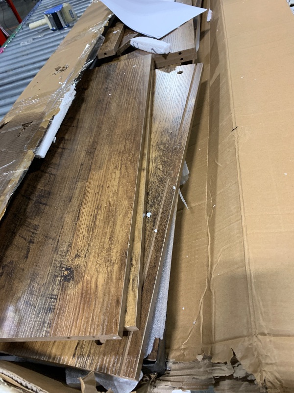 Photo 1 of ** USED / MISSING PARTS *** Tribesigns Farmhouse Console Table, 63-Inch Long Entryway Table with 3 Tier Storage, Wooden Rectangular Sofa Table Behind The Couch for Entrance, Hallway, Living Room, Brown