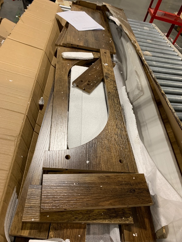 Photo 1 of ** USED / MISSING PARTS *** Tribesigns Farmhouse Console Table, 63-Inch Long Entryway Table with 3 Tier Storage, Wooden Rectangular Sofa Table Behind The Couch for Entrance, Hallway, Living Room, Brown