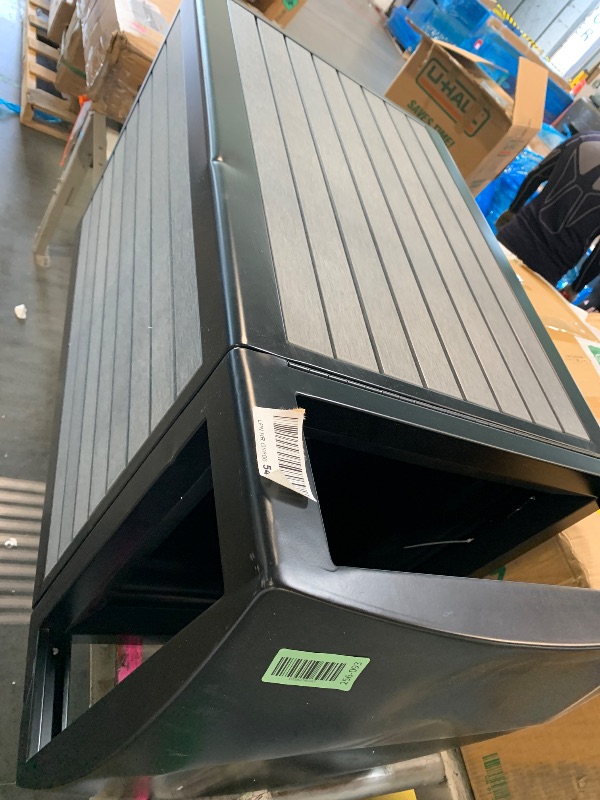 Photo 1 of **- USED / UNTESTED / MINOR DETAILS ***
Alpine Outdoor Commercial Trash Can with Lid - 40 Gallon Heavy Duty Metal Garbage Can with Removable Bin, Locking Lid for a Modern Look in Parks, Malls, Parkings & High Traffic Areas (Black & Grey)