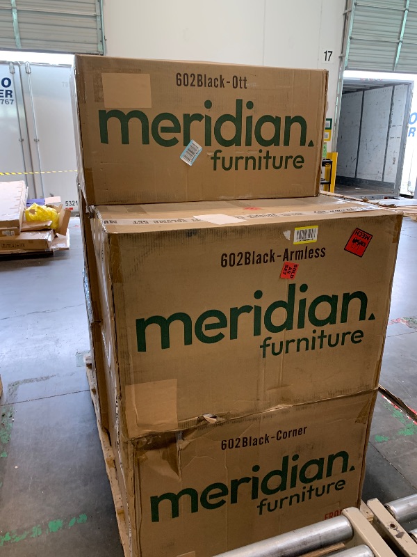 Photo 1 of ** FACTORY SEALED ** Meridian Furniture 602Black-Sec5A Plush Collection Contemporary Down Filled Comfort Overstuffed Velvet Upholstered Modular L-Shaped Sectional 4-Seater and 1 Ottoman Black