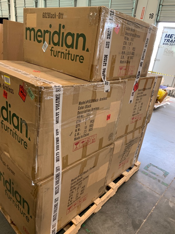 Photo 1 of ** FACTORY SEALED ** Meridian Furniture 602Black-Sec5A Plush Collection Contemporary Down Filled Comfort Overstuffed Velvet Upholstered Modular L-Shaped Sectional 4-Seater and 1 Ottoman Black