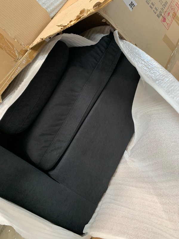 Photo 1 of ** FACTORY SEALED ** Meridian Furniture 602Black-Sec5A Plush Collection Contemporary Down Filled Comfort Overstuffed Velvet Upholstered Modular L-Shaped Sectional 4-Seater and 1 Ottoman Black