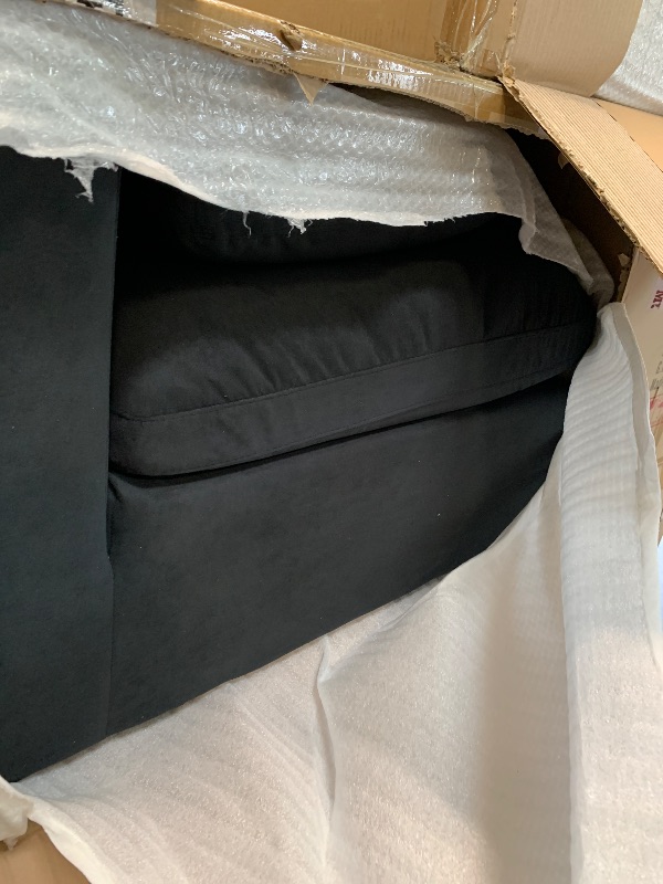 Photo 1 of ** FACTORY SEALED ** Meridian Furniture 602Black-Sec5A Plush Collection Contemporary Down Filled Comfort Overstuffed Velvet Upholstered Modular L-Shaped Sectional 4-Seater and 1 Ottoman Black