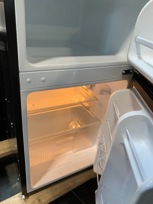 Photo 1 of *** VERY USED *** Midea WHD-113FB1 Double Door Mini Fridge with Freezer for Bedroom Office or Dorm with Adjustable Remove Glass Shelves Compact Refrigerator, 3.1 cu ft, Black