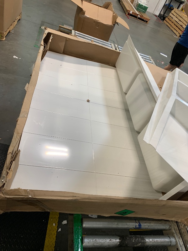 Photo 1 of ** USED / UNTESTED *** White Acrylic Tub Wall Surround 32"x 60"x 58" - Waterproof, Easy-to-Install, Two Shelf Units Kit Included - Bathtub Wall Surround Panels - Stacked Tiles Pattern, Classic Shelves - Noah William Home