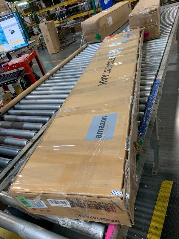 Photo 1 of ** USED/ MISSING PARTS *** Full Size House Bed Frame with Roof, Door & Fencel, Metal Roof Cabin Floor Bed, Semi-Enclosed Metal Montessori Floor Bed for Toddlers, Kids & Teens, Easy Assembly, No Box Spring Needed (White)