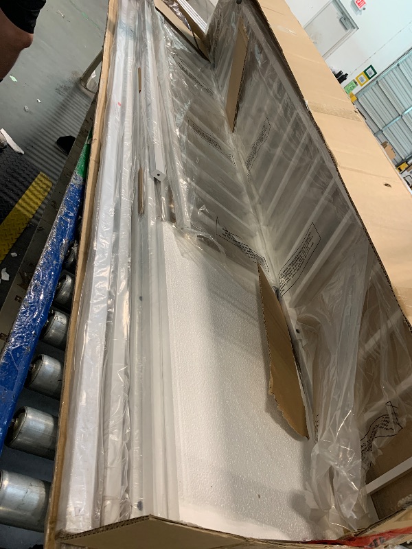 Photo 1 of ** USED/ MISSING PARTS *** Full Size House Bed Frame with Roof, Door & Fencel, Metal Roof Cabin Floor Bed, Semi-Enclosed Metal Montessori Floor Bed for Toddlers, Kids & Teens, Easy Assembly, No Box Spring Needed (White)