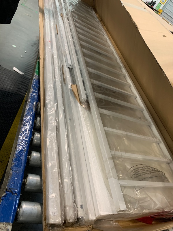 Photo 1 of ** USED/ MISSING PARTS *** Full Size House Bed Frame with Roof, Door & Fencel, Metal Roof Cabin Floor Bed, Semi-Enclosed Metal Montessori Floor Bed for Toddlers, Kids & Teens, Easy Assembly, No Box Spring Needed (White)