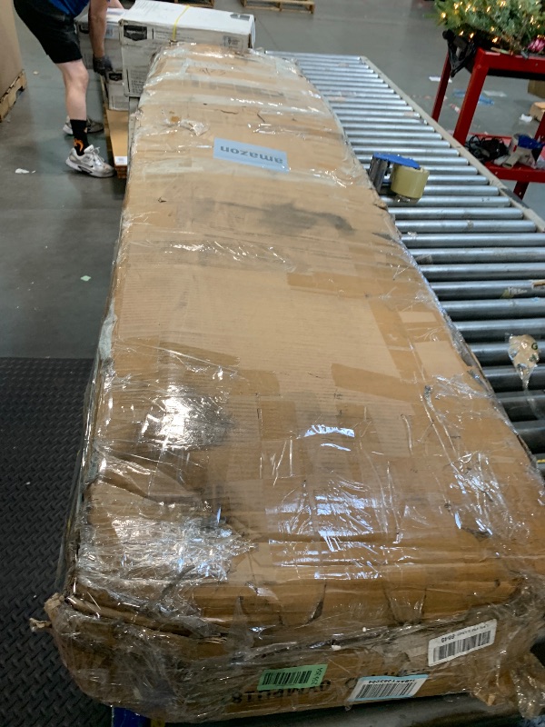 Photo 1 of ** USED* MISSING PARTS **GarveeHome King Size Bed Frame with 2 Storage Drawers and USB Ports, Modern Platform Bed with Upholstered Shelf Headboard, Sturdy, Noise Free, No Box Spring Needed, Gray