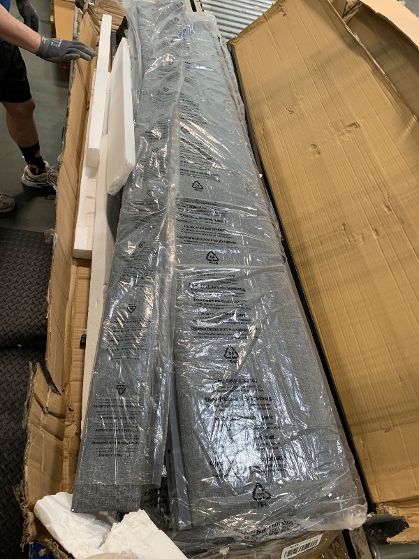 Photo 1 of ** USED* MISSING PARTS **GarveeHome King Size Bed Frame with 2 Storage Drawers and USB Ports, Modern Platform Bed with Upholstered Shelf Headboard, Sturdy, Noise Free, No Box Spring Needed, Gray