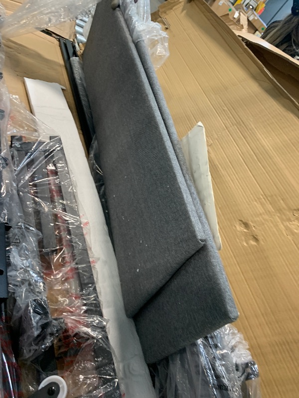 Photo 1 of ** USED* MISSING PARTS **GarveeHome King Size Bed Frame with 2 Storage Drawers and USB Ports, Modern Platform Bed with Upholstered Shelf Headboard, Sturdy, Noise Free, No Box Spring Needed, Gray