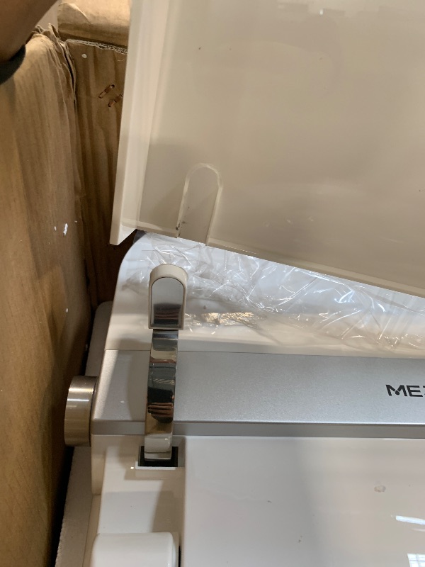 Photo 1 of ** DEMAGE MINOR/ USED/ UNTESTED *** MEJE #A5 - Basic Smart Function Toilet with Built-in Heated Seat, Elongated Tankless Toilet with Auto Flushing, Foot Kick Flushing, Adjustable Seat Temperature, Flush Remote Control, Night Light