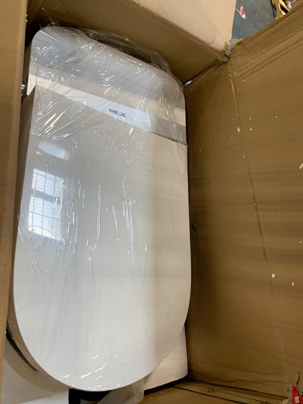 Photo 1 of ** DEMAGE MINOR/ USED/ UNTESTED *** MEJE #A5 - Basic Smart Function Toilet with Built-in Heated Seat, Elongated Tankless Toilet with Auto Flushing, Foot Kick Flushing, Adjustable Seat Temperature, Flush Remote Control, Night Light