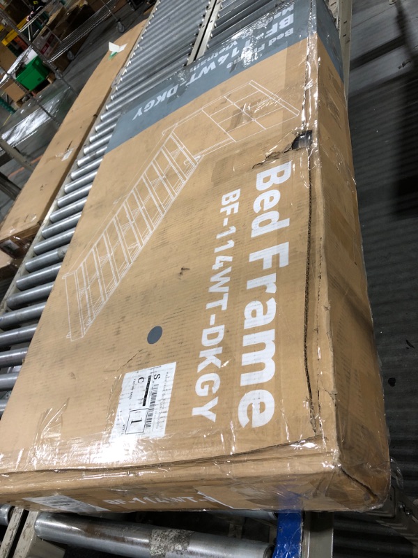 Photo 1 of ** USED ** Sweetcrispy Twin Size Wood Bed Frame - Linen Upholstered Platform Bed with Headboard, No Box Spring Needed with 800LBS Sturdy Wooden Slats Support, Noise Free, Easy Assembly, Dark Grey