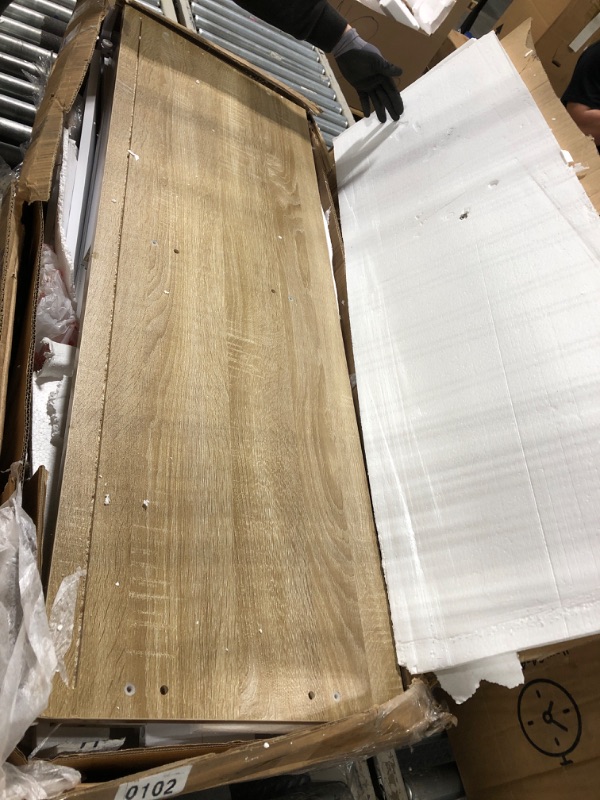 Photo 1 of ** used** missing parts *** YITAHOME 6-Drawer Dresser with Built-in Power Outlet, Wood TV Stand with 6 Large Drawers & Bar Handles, Dresser Chest of Drawers for Entryway Living Room Hallway, White & Walnut